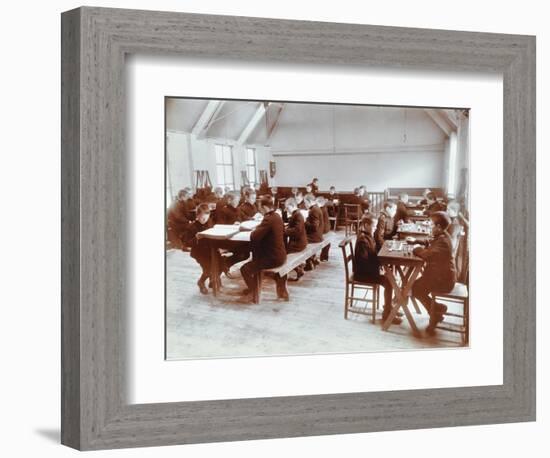 Boys Playing Dominoes and Reading at the Boys Home Industrial School, London, 1900-null-Framed Photographic Print