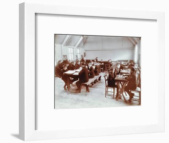 Boys Playing Dominoes and Reading at the Boys Home Industrial School, London, 1900-null-Framed Photographic Print