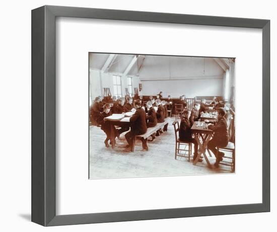 Boys Playing Dominoes and Reading at the Boys Home Industrial School, London, 1900-null-Framed Photographic Print