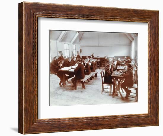 Boys Playing Dominoes and Reading at the Boys Home Industrial School, London, 1900-null-Framed Photographic Print