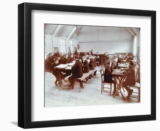 Boys Playing Dominoes and Reading at the Boys Home Industrial School, London, 1900-null-Framed Photographic Print