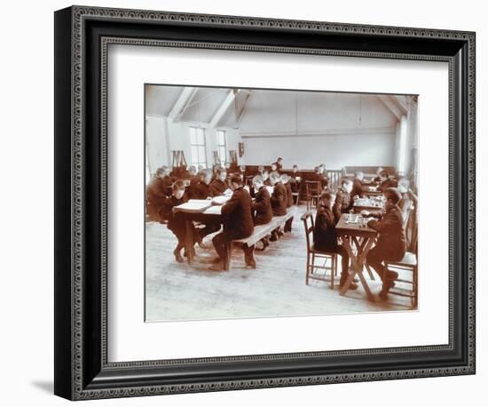 Boys Playing Dominoes and Reading at the Boys Home Industrial School, London, 1900-null-Framed Photographic Print