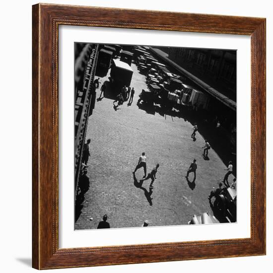 Boys Playing Game of Punch Ball Slap Ball Down by the Docks-Andreas Feininger-Framed Photographic Print