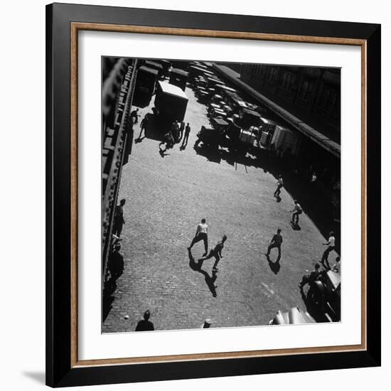 Boys Playing Game of Punch Ball Slap Ball Down by the Docks-Andreas Feininger-Framed Photographic Print