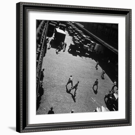 Boys Playing Game of Punch Ball Slap Ball Down by the Docks-Andreas Feininger-Framed Photographic Print