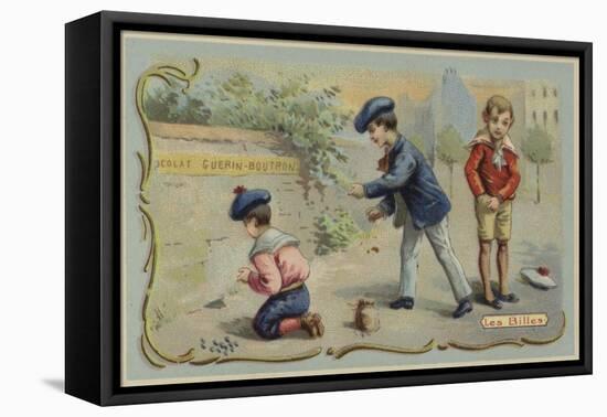 Boys Playing Marbles-null-Framed Premier Image Canvas