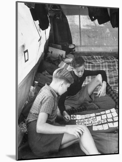 Boys Playing "Skat" Inside Encampment Tent-Ralph Crane-Mounted Photographic Print