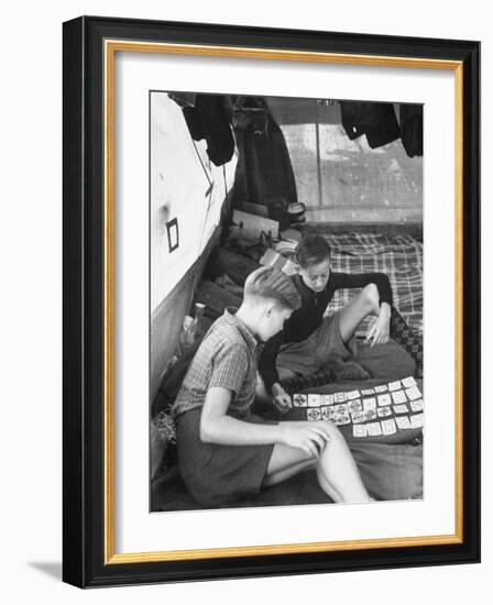 Boys Playing "Skat" Inside Encampment Tent-Ralph Crane-Framed Photographic Print