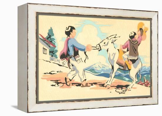 Boys Playing with Burro, Mexico-null-Framed Stretched Canvas
