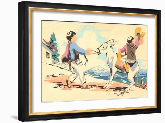 Boys Playing with Burro, Mexico-null-Framed Art Print