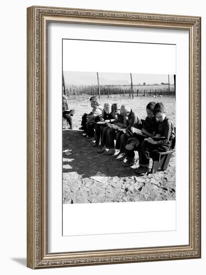 Boys Read School Books-Dorothea Lange-Framed Art Print