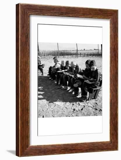 Boys Read School Books-Dorothea Lange-Framed Art Print