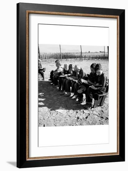 Boys Read School Books-Dorothea Lange-Framed Art Print