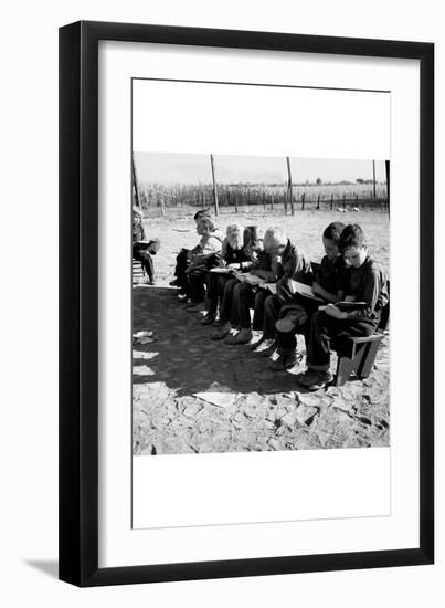Boys Read School Books-Dorothea Lange-Framed Art Print