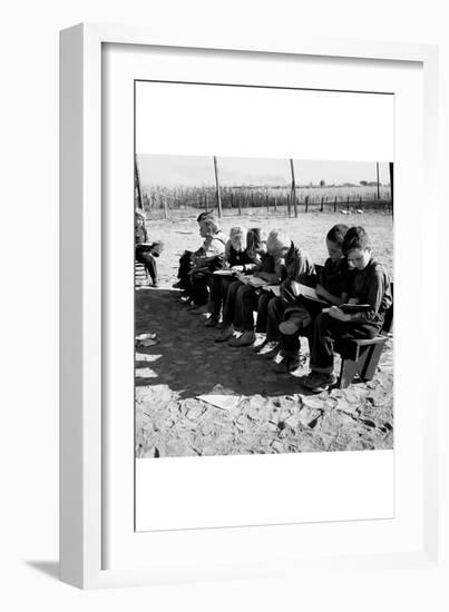 Boys Read School Books-Dorothea Lange-Framed Art Print