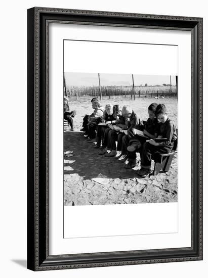 Boys Read School Books-Dorothea Lange-Framed Art Print