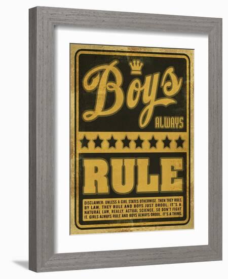 Boys Rule2-Old Red Truck-Framed Giclee Print