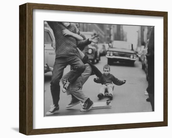 Boys Skateboarding in the Streets-Bill Eppridge-Framed Photographic Print