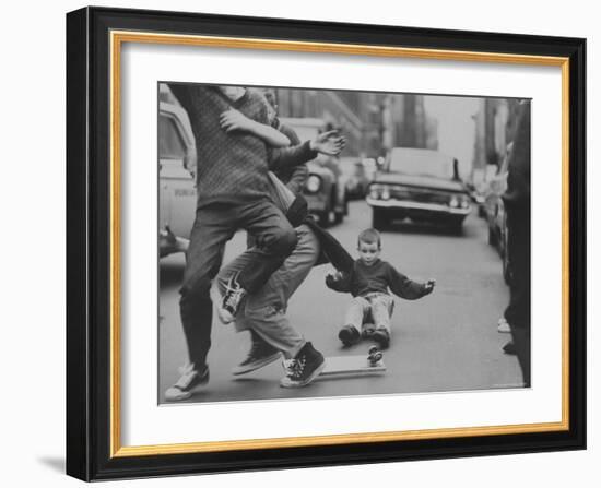 Boys Skateboarding in the Streets-Bill Eppridge-Framed Photographic Print