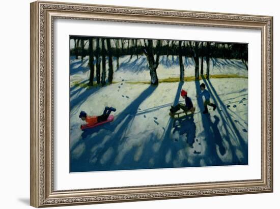 Boys Sledging, Allestree Park, Derby-Andrew Macara-Framed Giclee Print