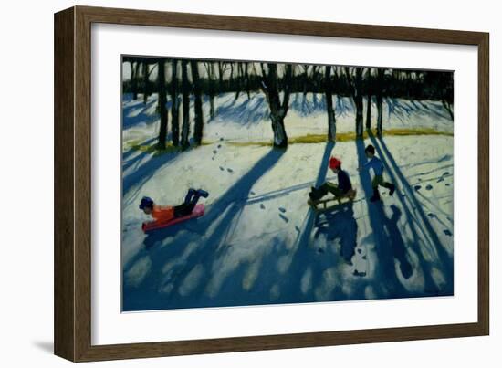 Boys Sledging, Allestree Park, Derby-Andrew Macara-Framed Giclee Print