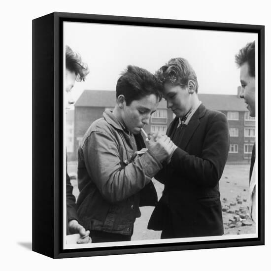 Boys Smoking in a Liverpool Street-Henry Grant-Framed Premier Image Canvas