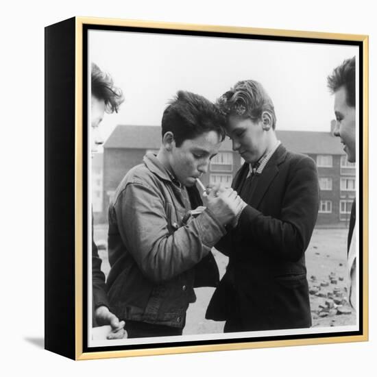 Boys Smoking in a Liverpool Street-Henry Grant-Framed Premier Image Canvas