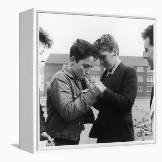 Boys Smoking in a Liverpool Street-Henry Grant-Framed Premier Image Canvas