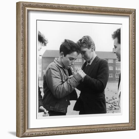 Boys Smoking in a Liverpool Street-Henry Grant-Framed Photographic Print