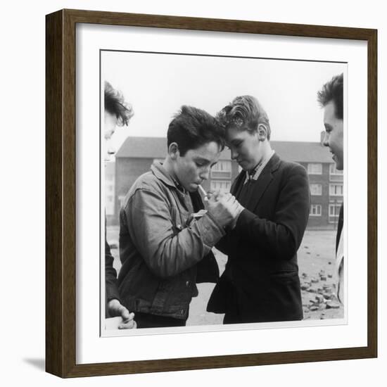 Boys Smoking in a Liverpool Street-Henry Grant-Framed Photographic Print