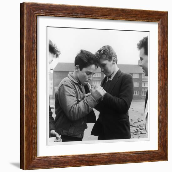 Boys Smoking in a Liverpool Street-Henry Grant-Framed Photographic Print