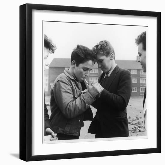 Boys Smoking in a Liverpool Street-Henry Grant-Framed Photographic Print