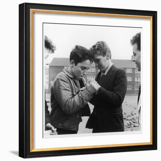 Boys Smoking in a Liverpool Street-Henry Grant-Framed Photographic Print