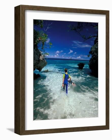 Boys Snorkeling in Tropical Micronesia, Rock Islands-Michele Westmorland-Framed Photographic Print