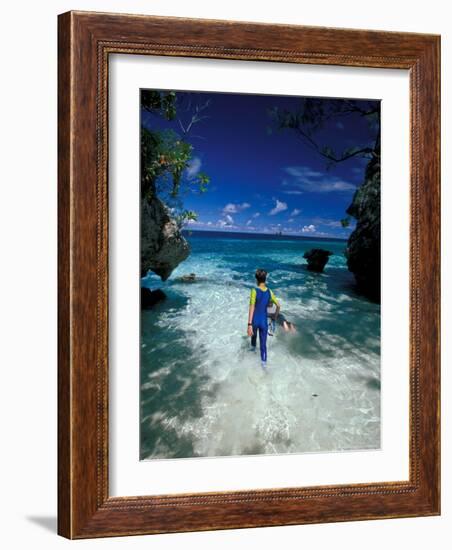Boys Snorkeling in Tropical Micronesia, Rock Islands-Michele Westmorland-Framed Photographic Print