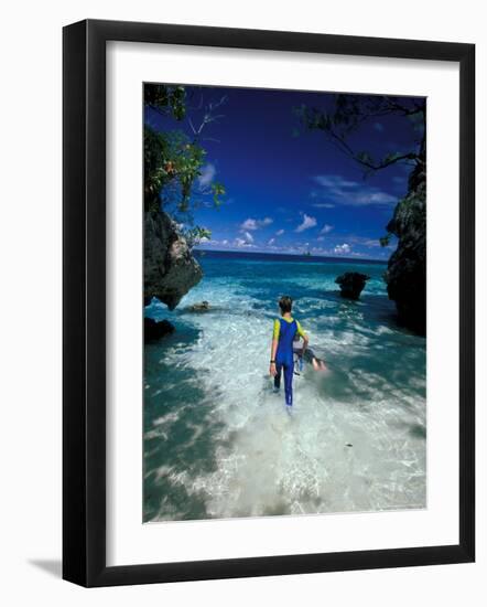 Boys Snorkeling in Tropical Micronesia, Rock Islands-Michele Westmorland-Framed Photographic Print