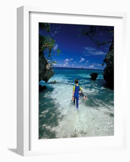 Boys Snorkeling in Tropical Micronesia, Rock Islands-Michele Westmorland-Framed Photographic Print