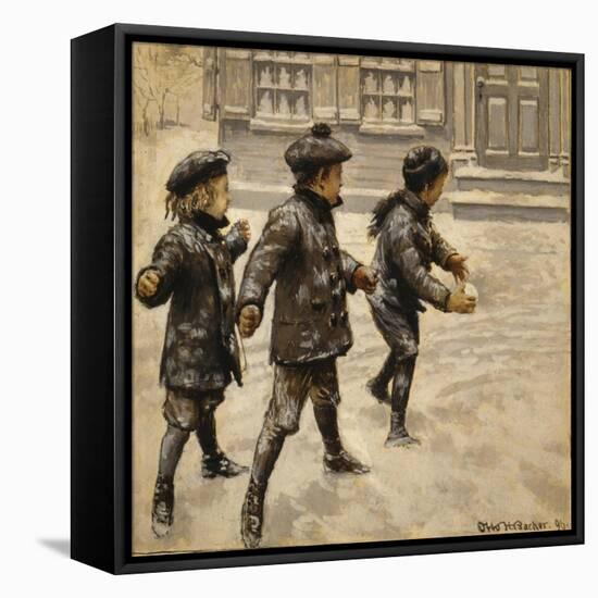 Boys Snowballs-Vintage Apple Collection-Framed Premier Image Canvas