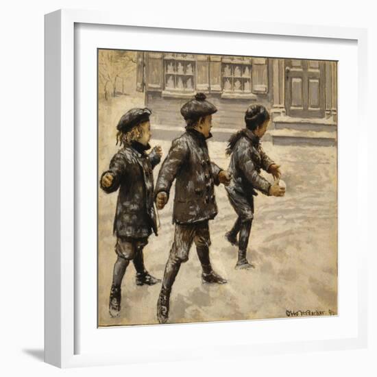 Boys Snowballs-Vintage Apple Collection-Framed Giclee Print