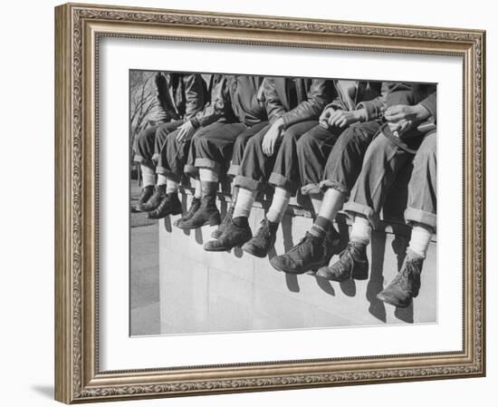 Boys Sporting Their Latest Fad of Wearing G.I. Shoes Which They Call "My Old Lady's Army Shoes"-Alfred Eisenstaedt-Framed Photographic Print
