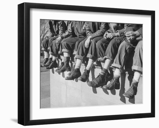 Boys Sporting Their Latest Fad of Wearing G.I. Shoes Which They Call "My Old Lady's Army Shoes"-Alfred Eisenstaedt-Framed Photographic Print