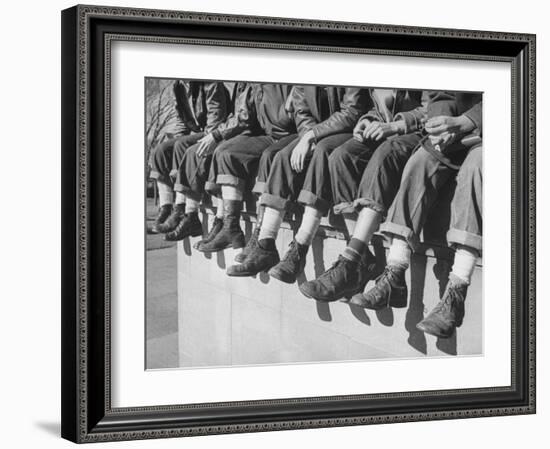 Boys Sporting Their Latest Fad of Wearing G.I. Shoes Which They Call "My Old Lady's Army Shoes"-Alfred Eisenstaedt-Framed Photographic Print