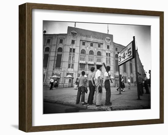 Boys Staring at Yankee Stadium-null-Framed Photographic Print