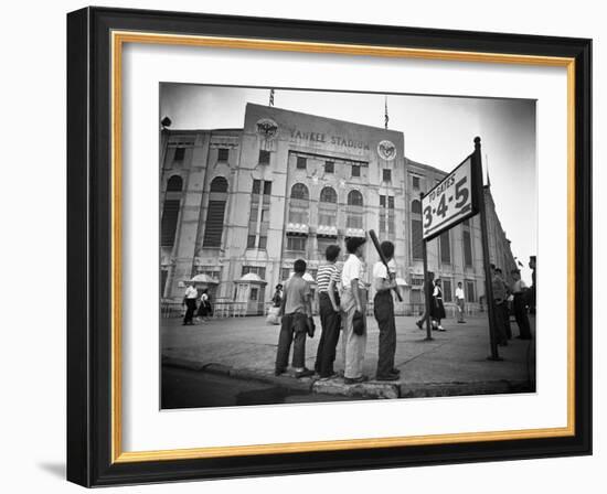 Boys Staring at Yankee Stadium-null-Framed Photographic Print