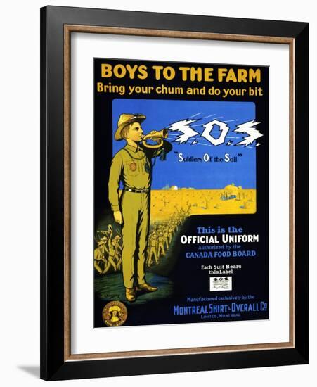 Boys to the Farm -- Bring Your Chums and Do Your Bit -- S.O.S.-E. Henderson-Framed Art Print