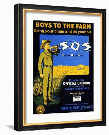 Boys to the Farm -- Bring Your Chums and Do Your Bit -- S.O.S.-E. Henderson-Framed Art Print