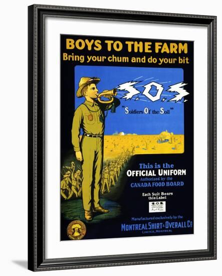 Boys to the Farm -- Bring Your Chums and Do Your Bit -- S.O.S.-E. Henderson-Framed Art Print