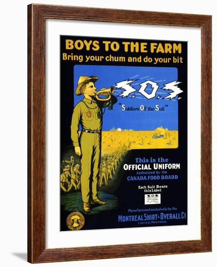 Boys to the Farm -- Bring Your Chums and Do Your Bit -- S.O.S.-E. Henderson-Framed Art Print