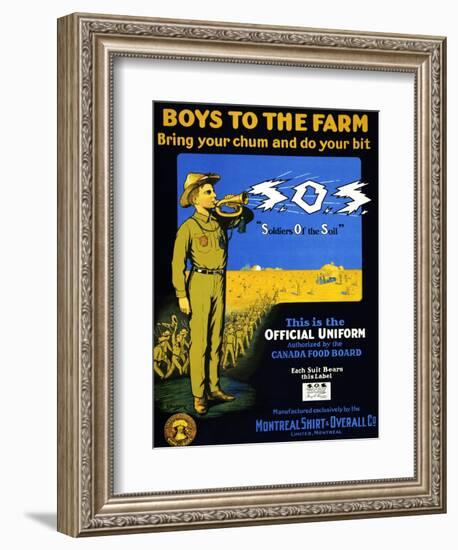 Boys to the Farm -- Bring Your Chums and Do Your Bit -- S.O.S.-E. Henderson-Framed Art Print