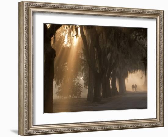 Boys Walking in Early Morning Fog at Bethesda, Savannah, Georgia, USA-Joanne Wells-Framed Photographic Print